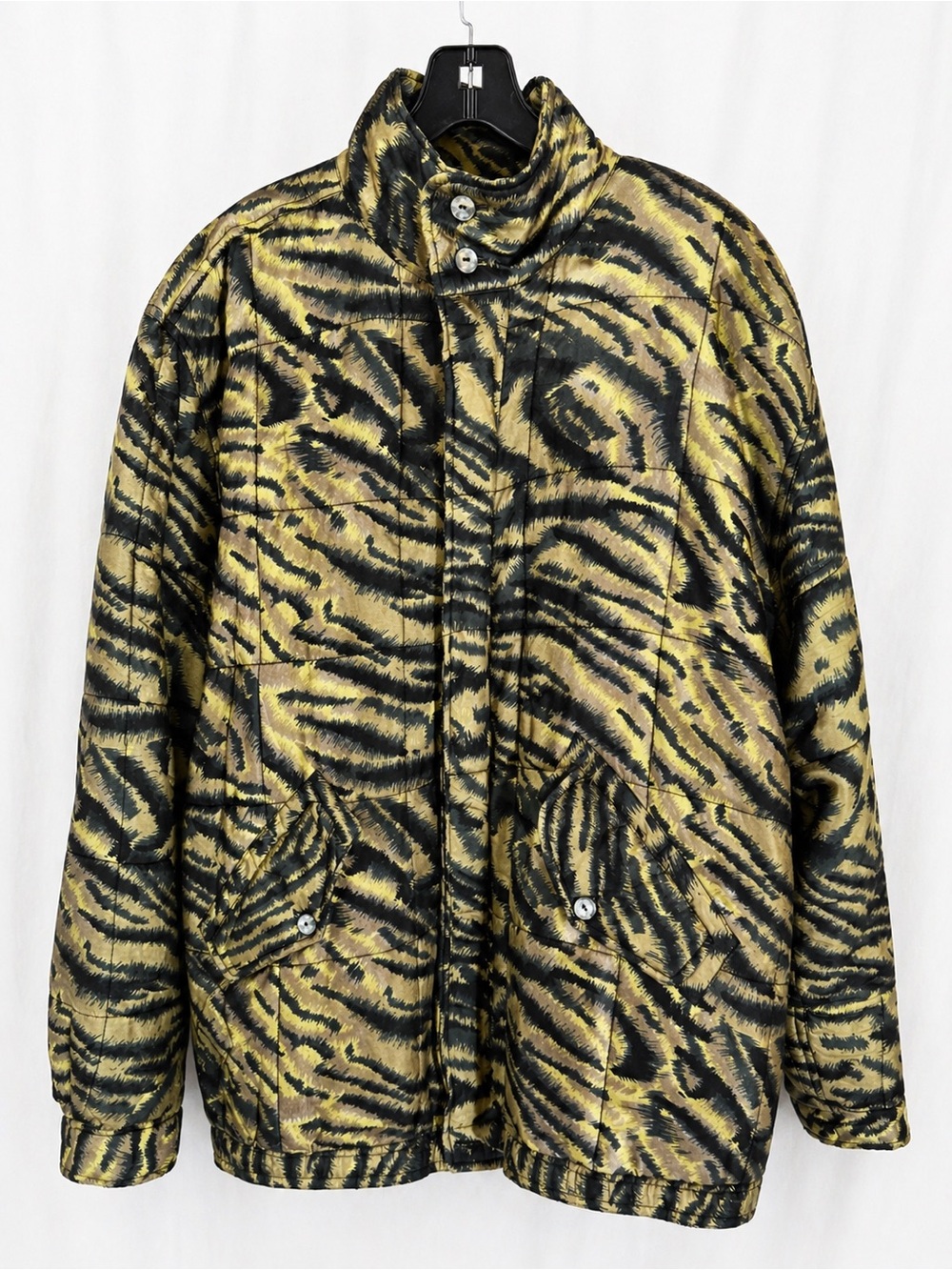 Vintage Clio 100% silk Tiger Print Jacket - Black and gold